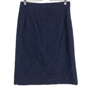 J. Crew | Navy No. 2 Pencil Floral Eyelet Skirt